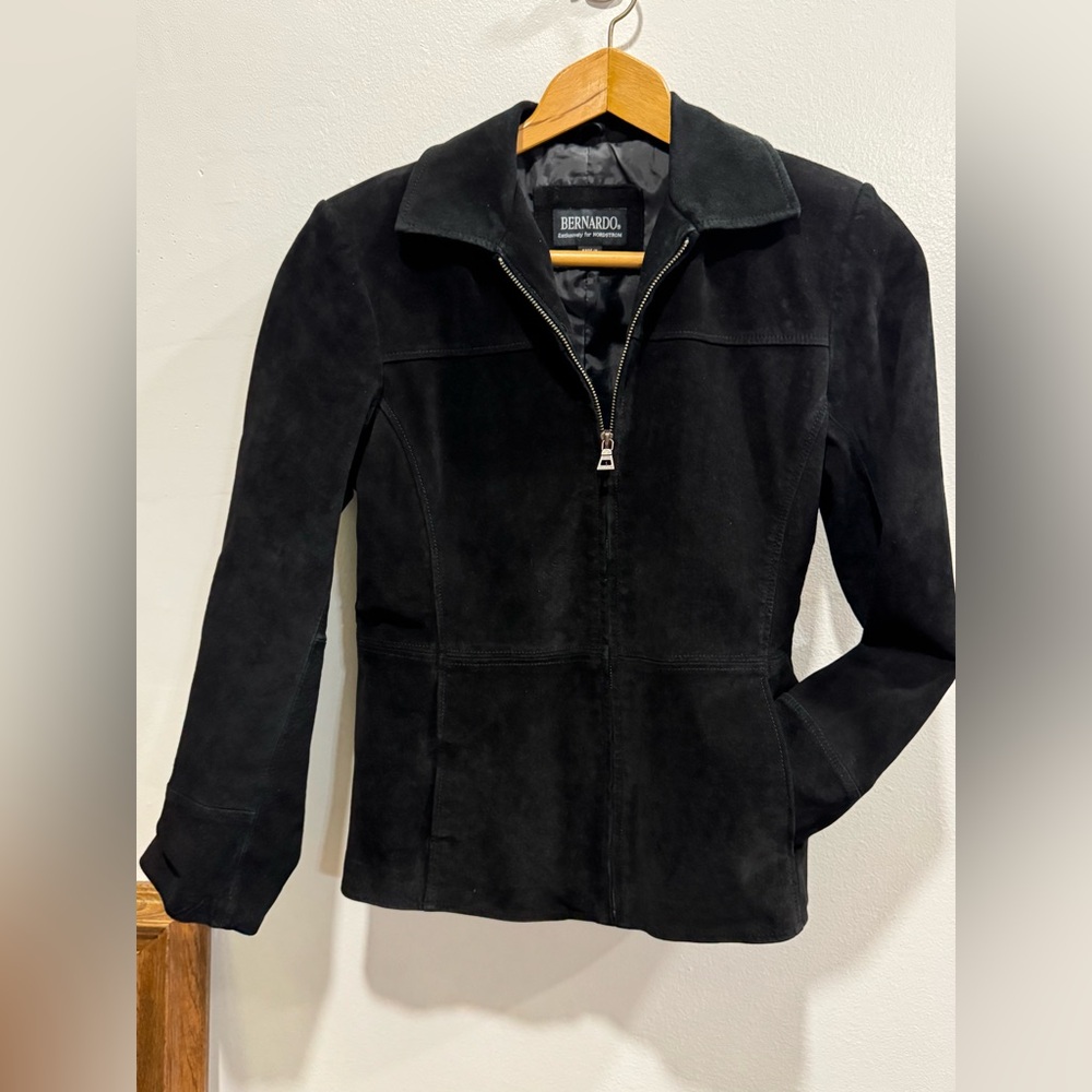 Bernardo Black Suede Zip-Front Women's Jacket